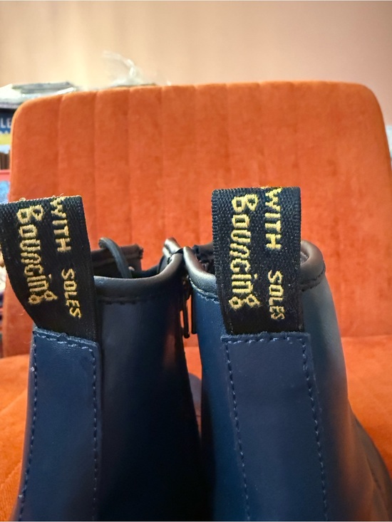 Dr. Martens Navy Lace-Up Leather Combat Boots with side zipper - women’s size 6 main image 11